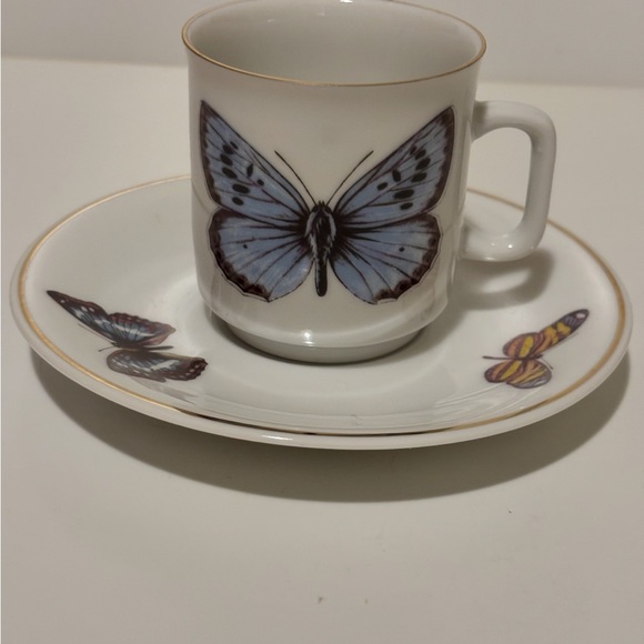 Butterfly Demitasse Cup and Saucer with Butterflies.
Made in Germany. - Picture 1 of 14